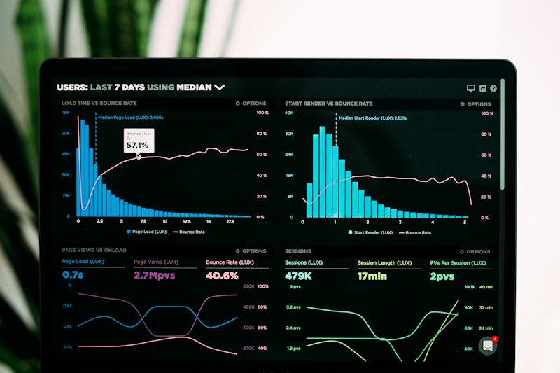 Excel data analysis dashboard on a laptop